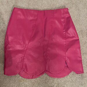 HYFVE Scalloped Pink Skirt in Vegan Leather Size Small